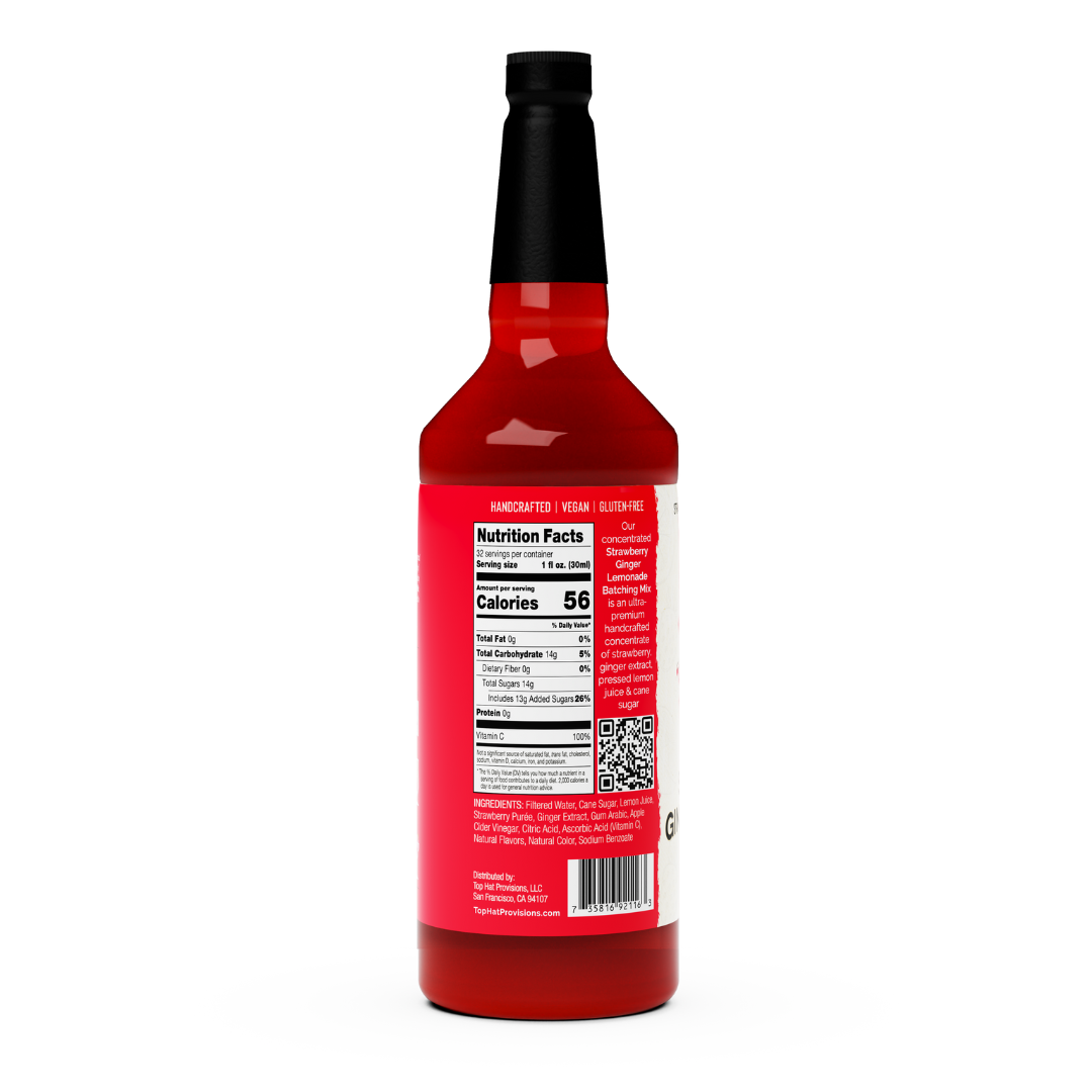 Top Hat Strawberry Ginger Lemonade Concentrate - 12x32oz case