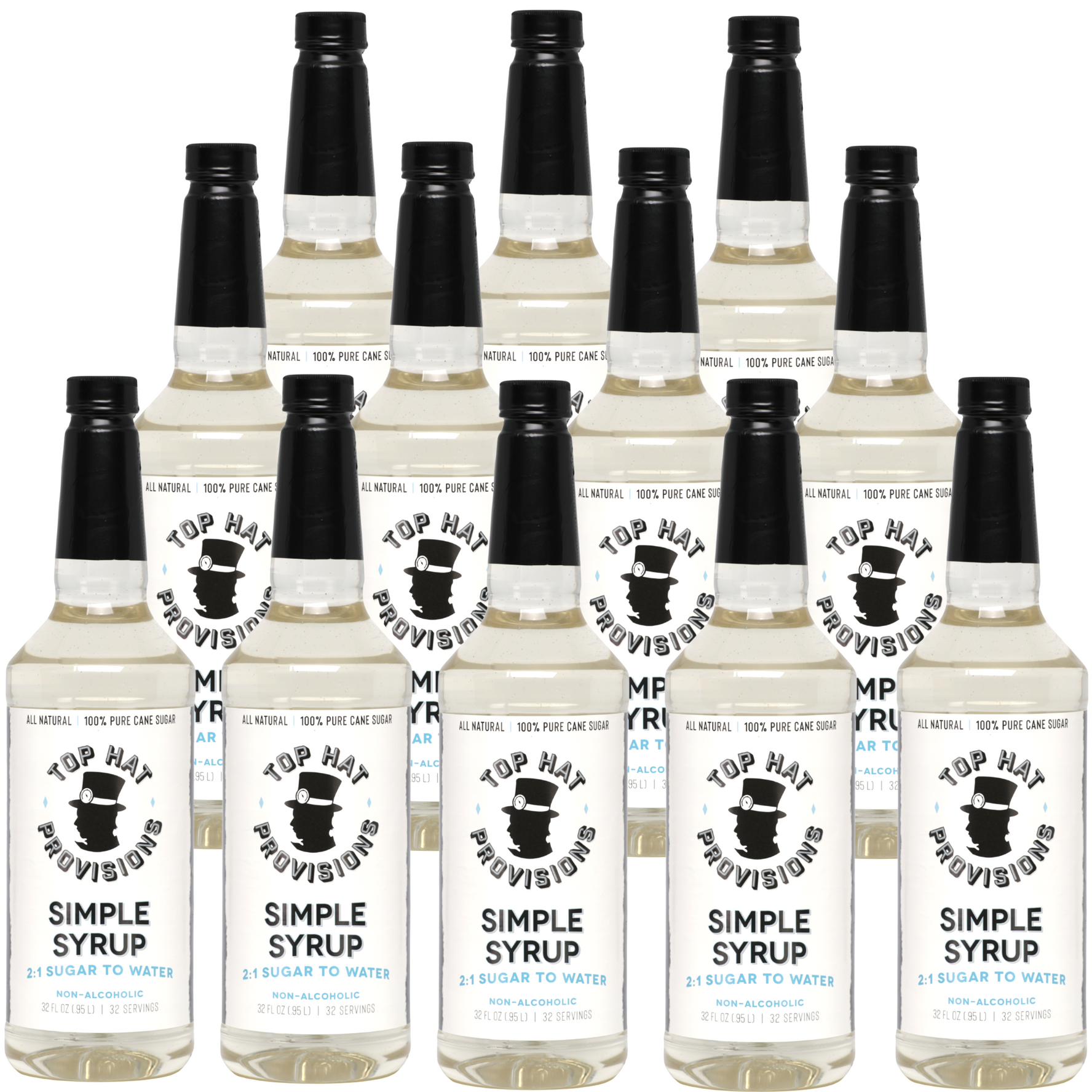 Top Hat Simple Syrup - 100% Cane Sugar 2:1 - 12x32oz case B2B