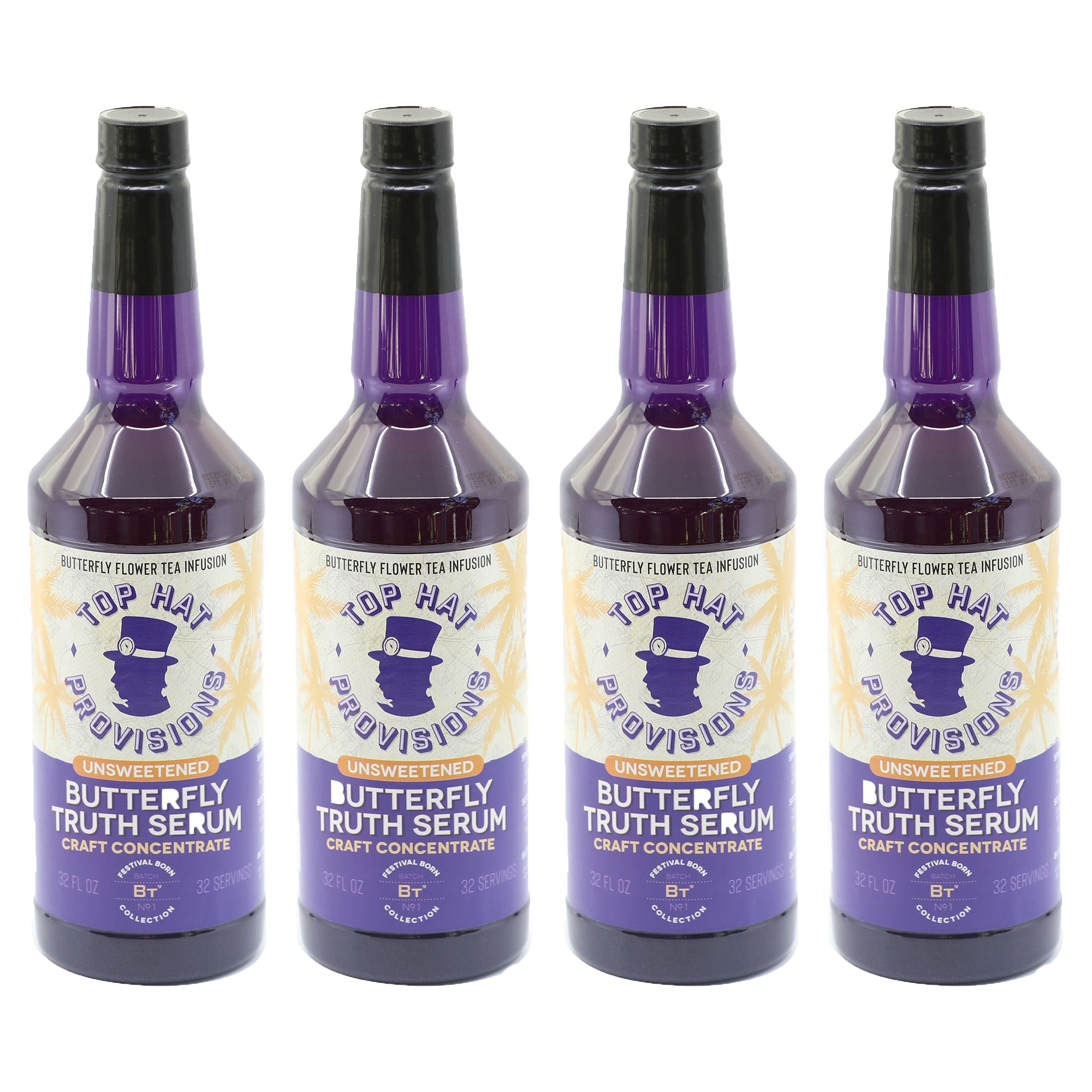 Top Hat Butterfly Truth Serum - Butterfly Pea Floral Extract - Blue Flower Tea Tincture - Alcohol Free Butterfly Pea Bitters - Unsweetened - Non-Alcoholic - Make Drinks Natural Blue and Indigo Purple - Single 32oz Bottle