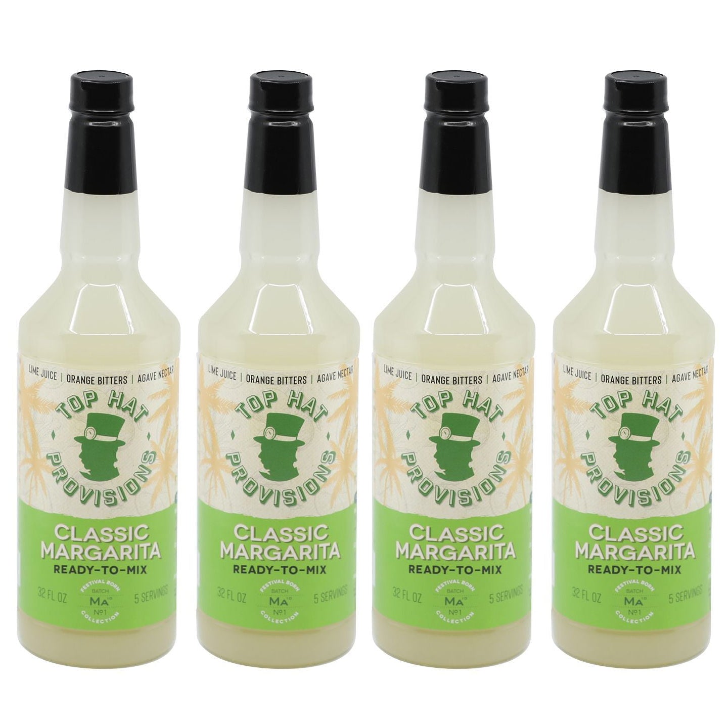 Top Hat Classic Lime Margarita Mix - Handcrafted with Agave Nectar & Organic Lime Juice - 32oz Bottle