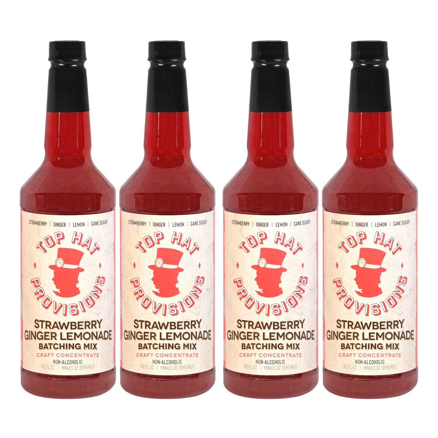 Top Hat Strawberry Ginger Lemonade Concentrate & Batching Mix - 32oz Bottle