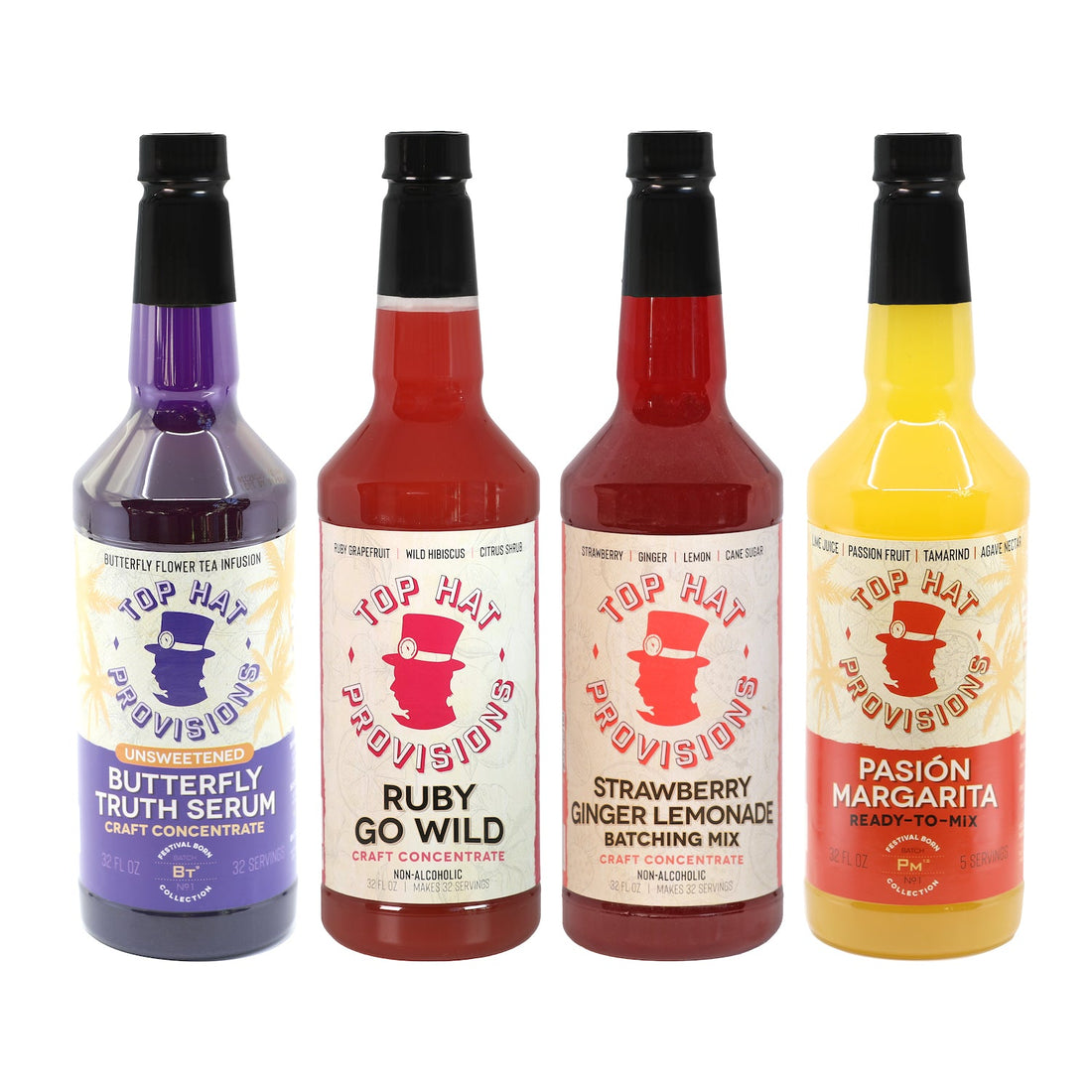Colorful cocktail 4-pack combo product image, white background, small file