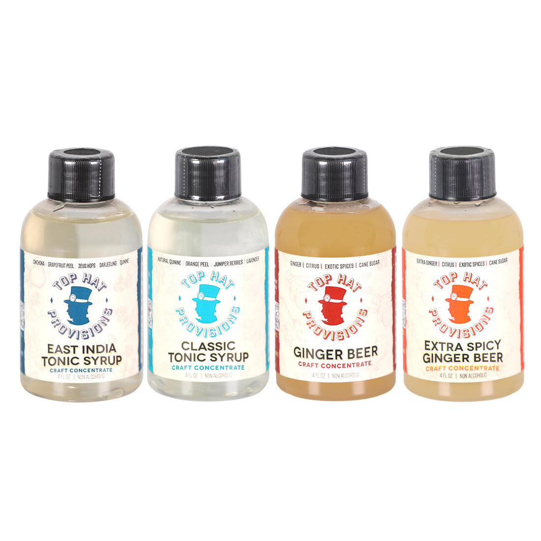 Top Hat Tonic & Ginger Soda Maker Combo Kit - 4 Pack of 4oz Bottles