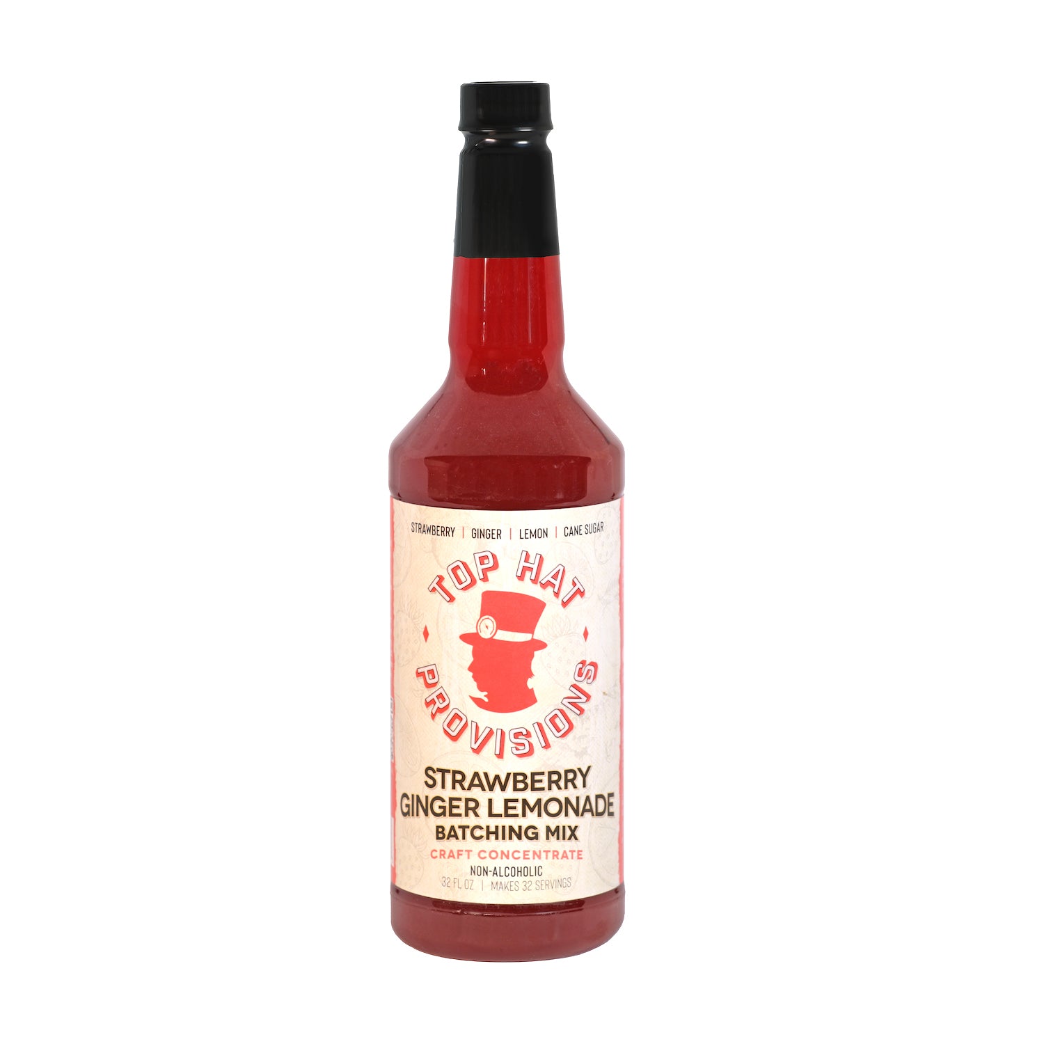 Top Hat Strawberry Ginger Lemonade Concentrate & Batching Mix - 32oz Bottle