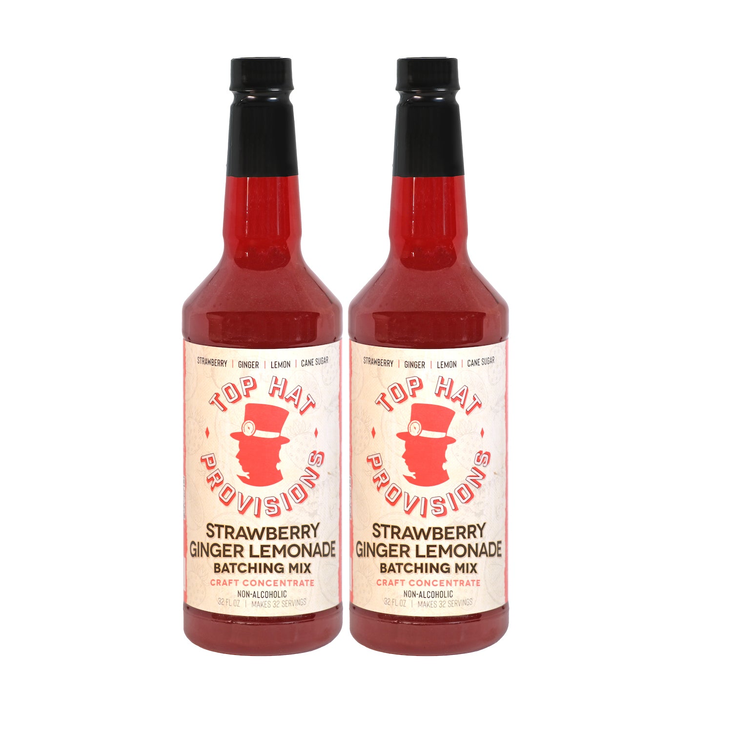 Top Hat Strawberry Ginger Lemonade Concentrate & Batching Mix - 32oz Bottle