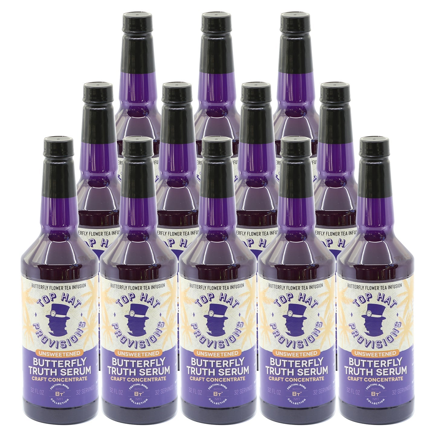 Top Hat Butterfly Truth Serum - Butterfly Pea Flower Extract - Blue Tea Concentrate - 12x32oz Case