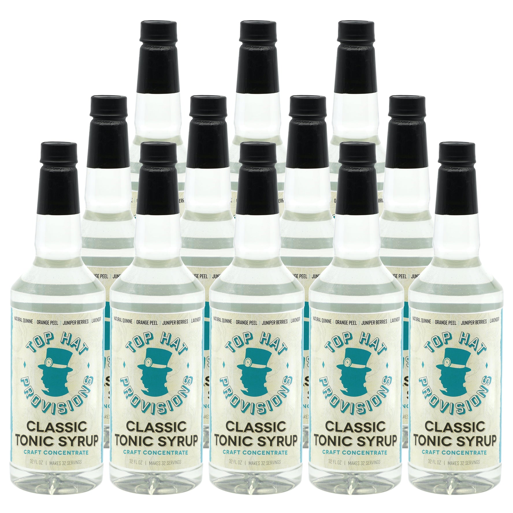 Top Hat Classic Tonic Water Syrup & 5x Quinine Concentrate - 12 pack of 32oz bottles