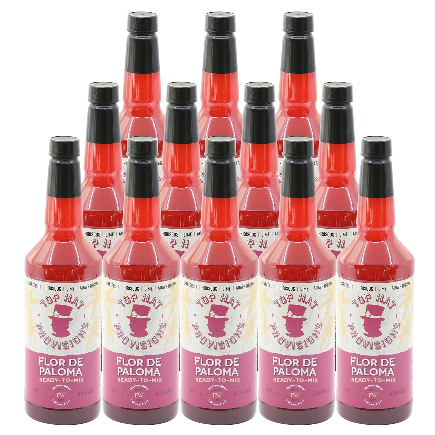 Top Hat Hibiscus Paloma Mix - Ready to Mix - 12x32oz case