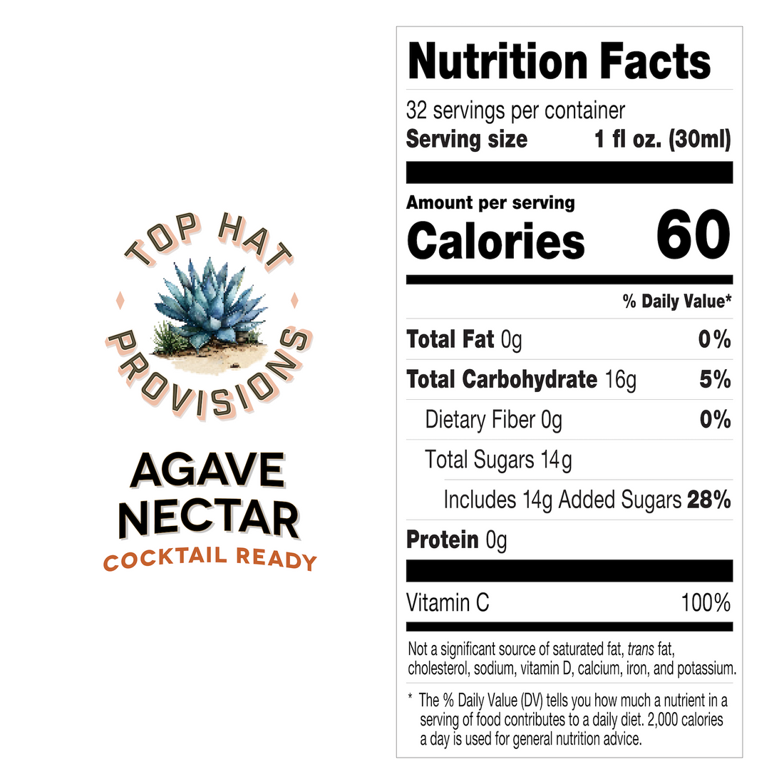 Top Hat Agave Nectar - Cocktail Ready Agave Syrup