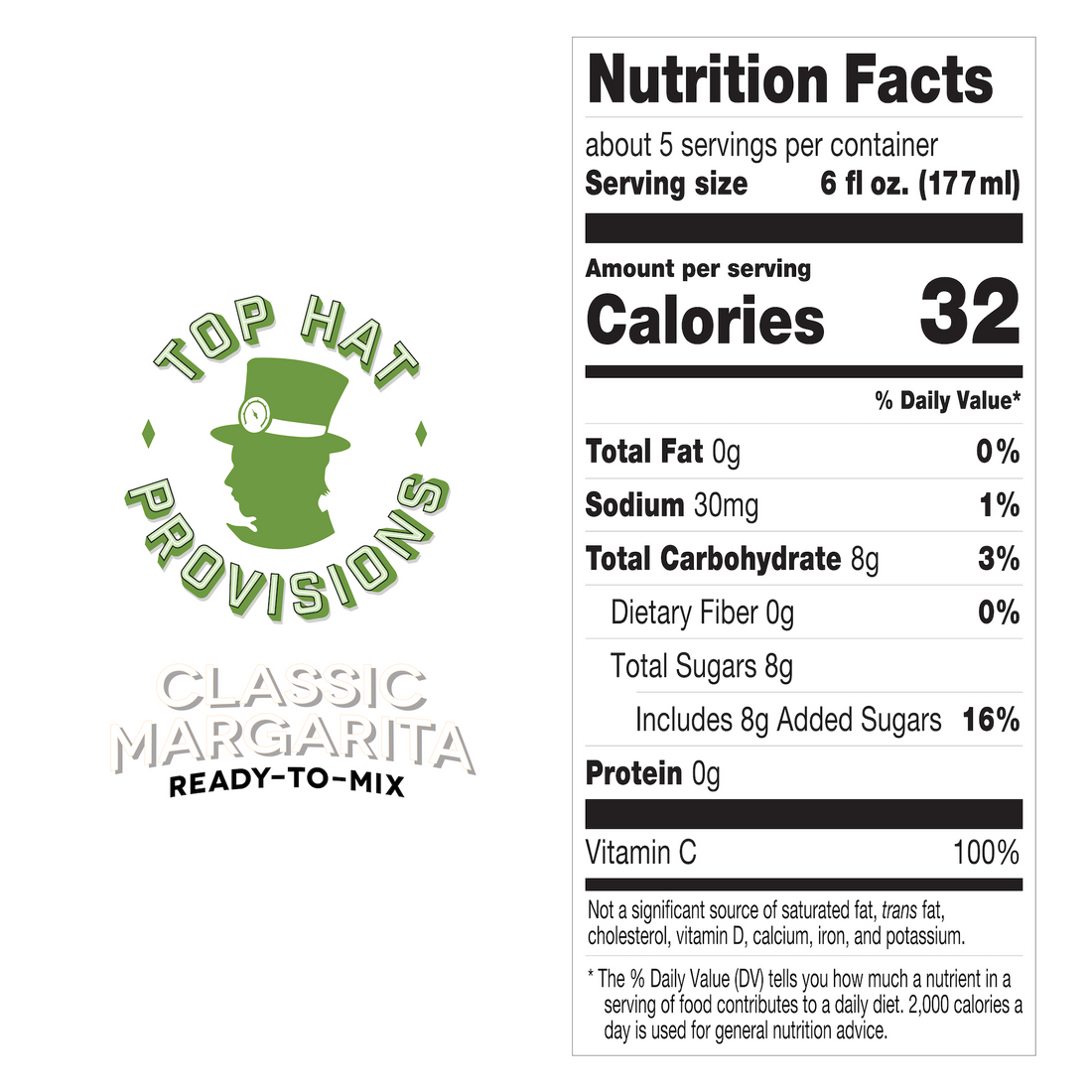 Top Hat Classic Agave Lime Margarita Mix - Ready to Mix