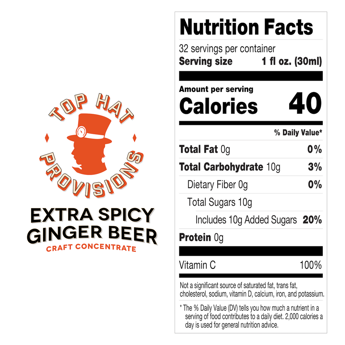 Top Hat Extra Spicy Ginger Beer Syrup & Batching Concentrate - 4oz Bottle