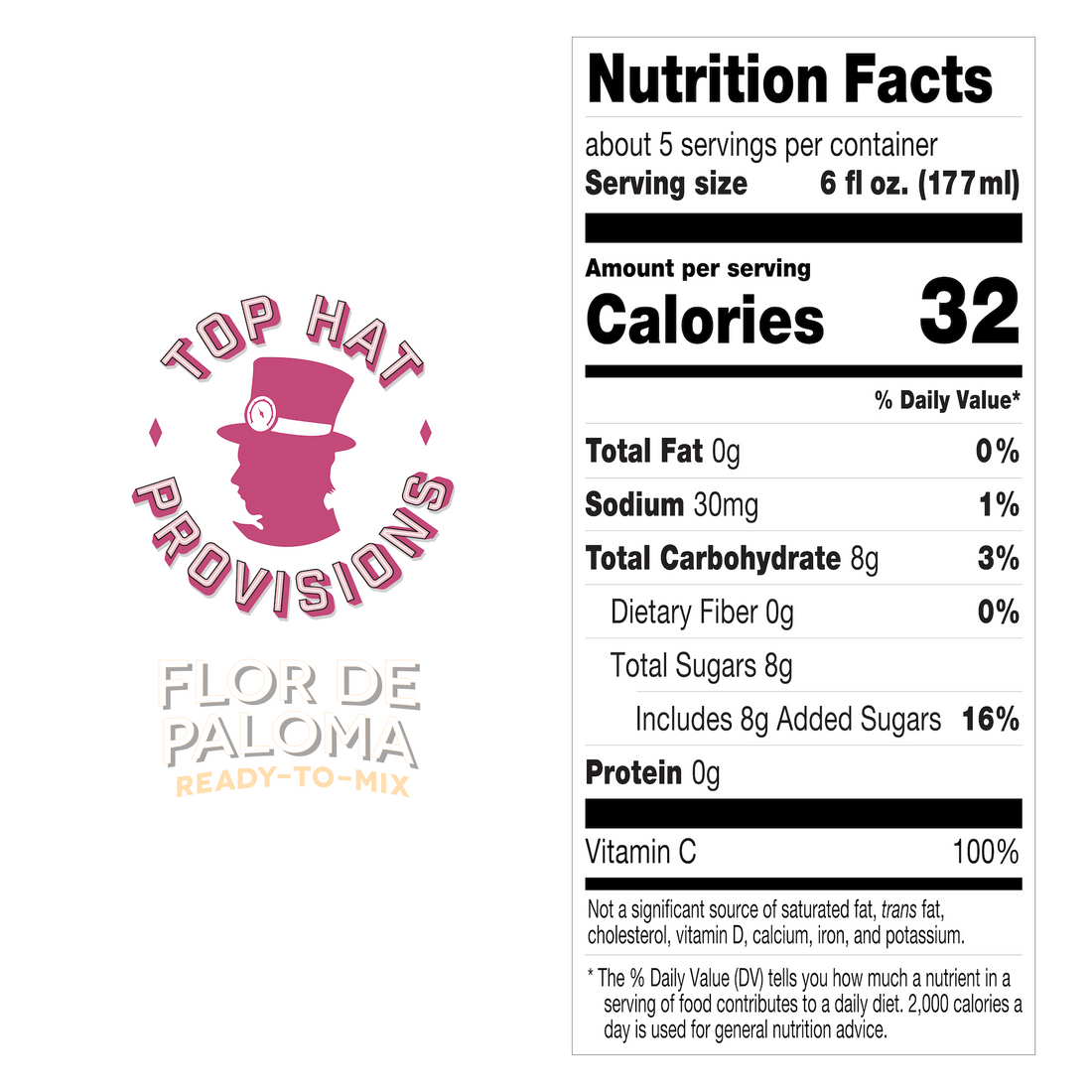 Top Hat Hibiscus Paloma Mix - Ready to Mix - 12x32oz case