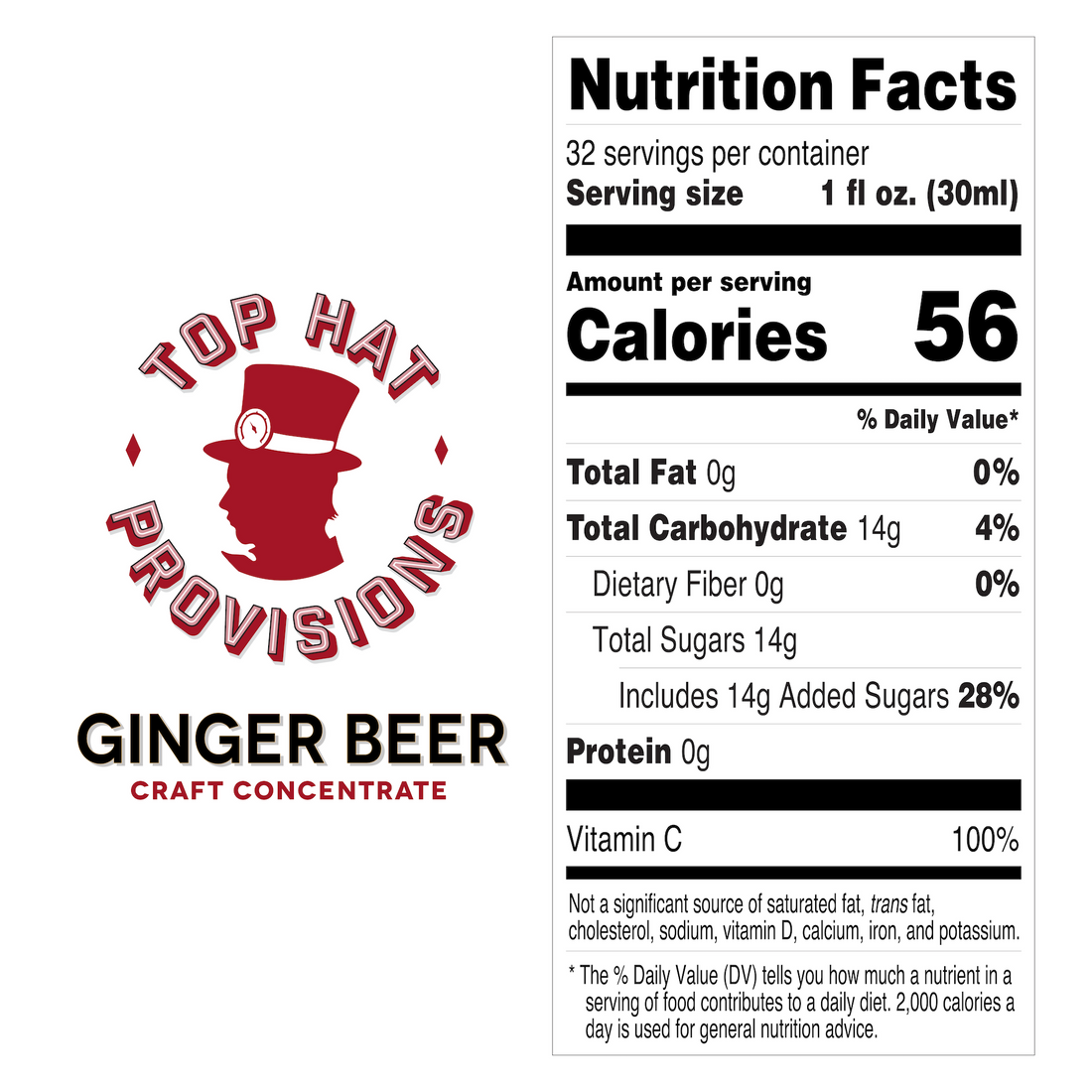 Top Hat Original Ginger Beer Syrup & Batching Concentrate
