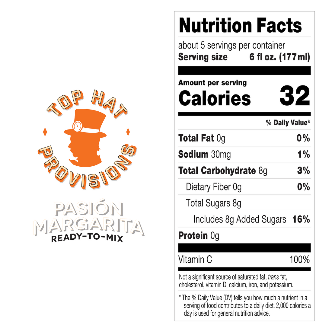 Top Hat Passion Fruit Margarita Mix - Ready to Mix