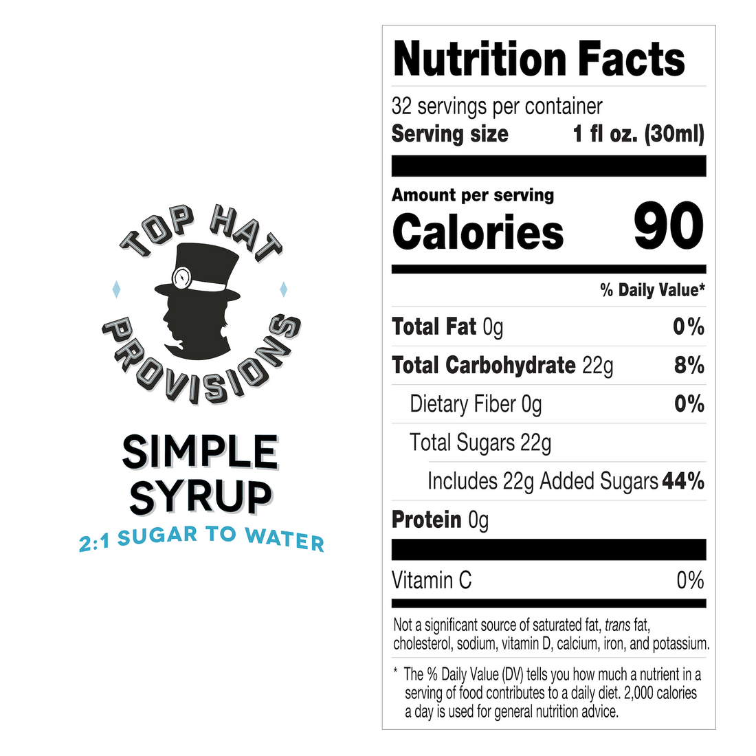 Top Hat Simple Syrup - 100% Cane Sugar 2:1