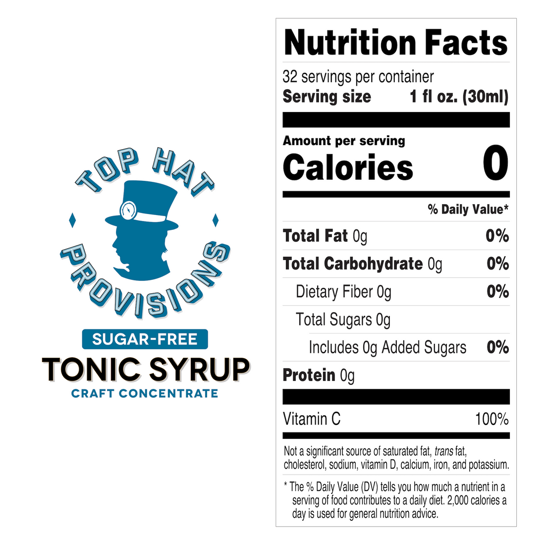 Top Hat Keto Sugar Free Diet Tonic Water Syrup & 5x Quinine Concentrate