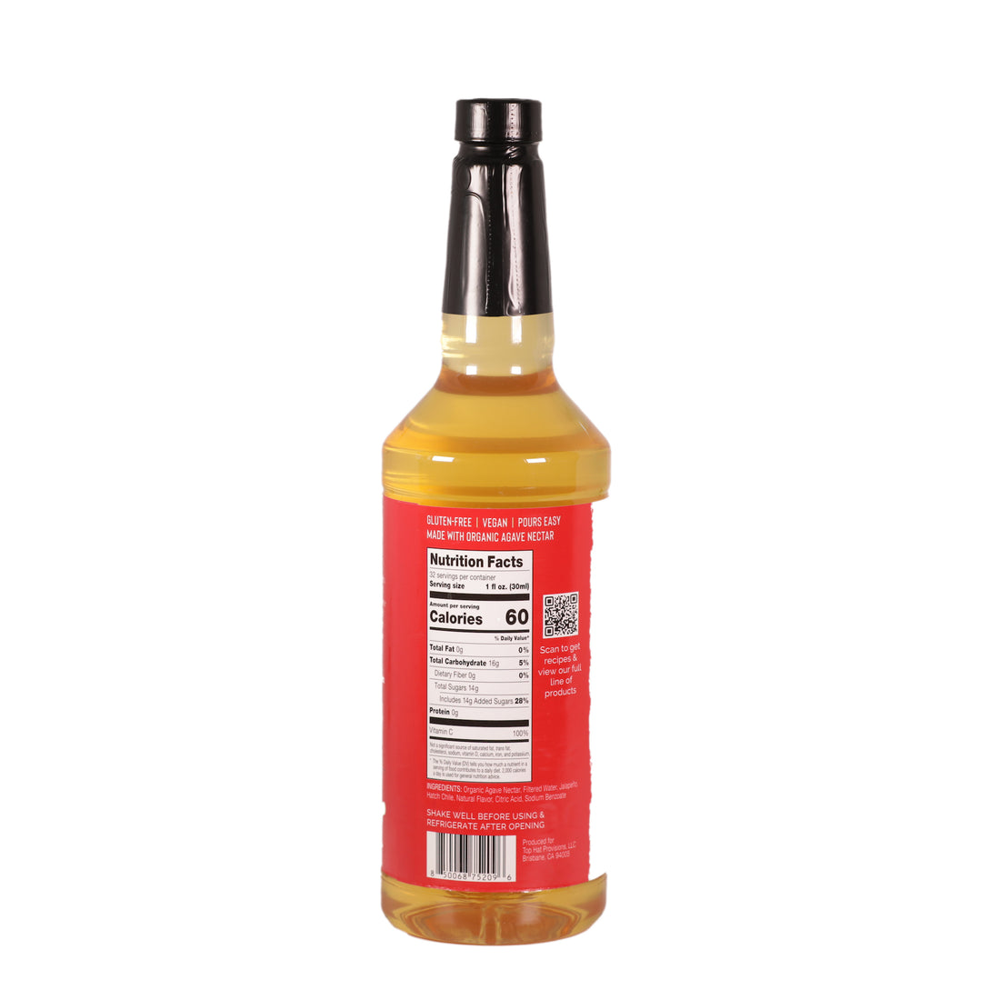 Top Hat Spicy Agave Nectar - Cocktail Ready Hot Agave Syrup - 12x32oz case