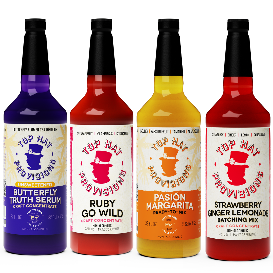Top Hat Colorful Craft Soda & Home Bar Mixology Combo Kit - 4 pack 32oz bottles