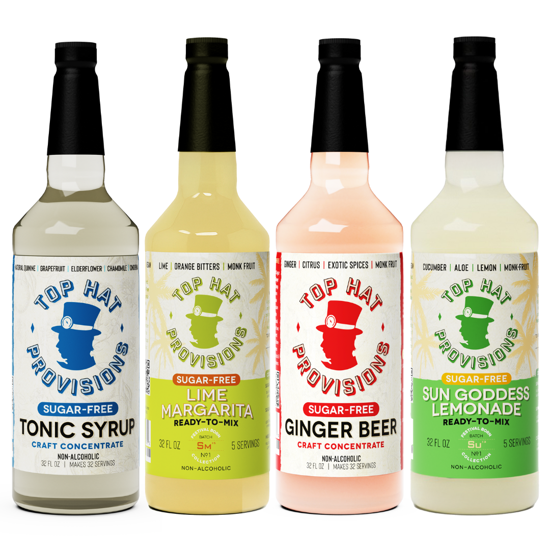 Top Hat Keto Sugar Free Mixology Cocktail & Soda Syrup Combo Kit - 4 pack of 32oz bottles