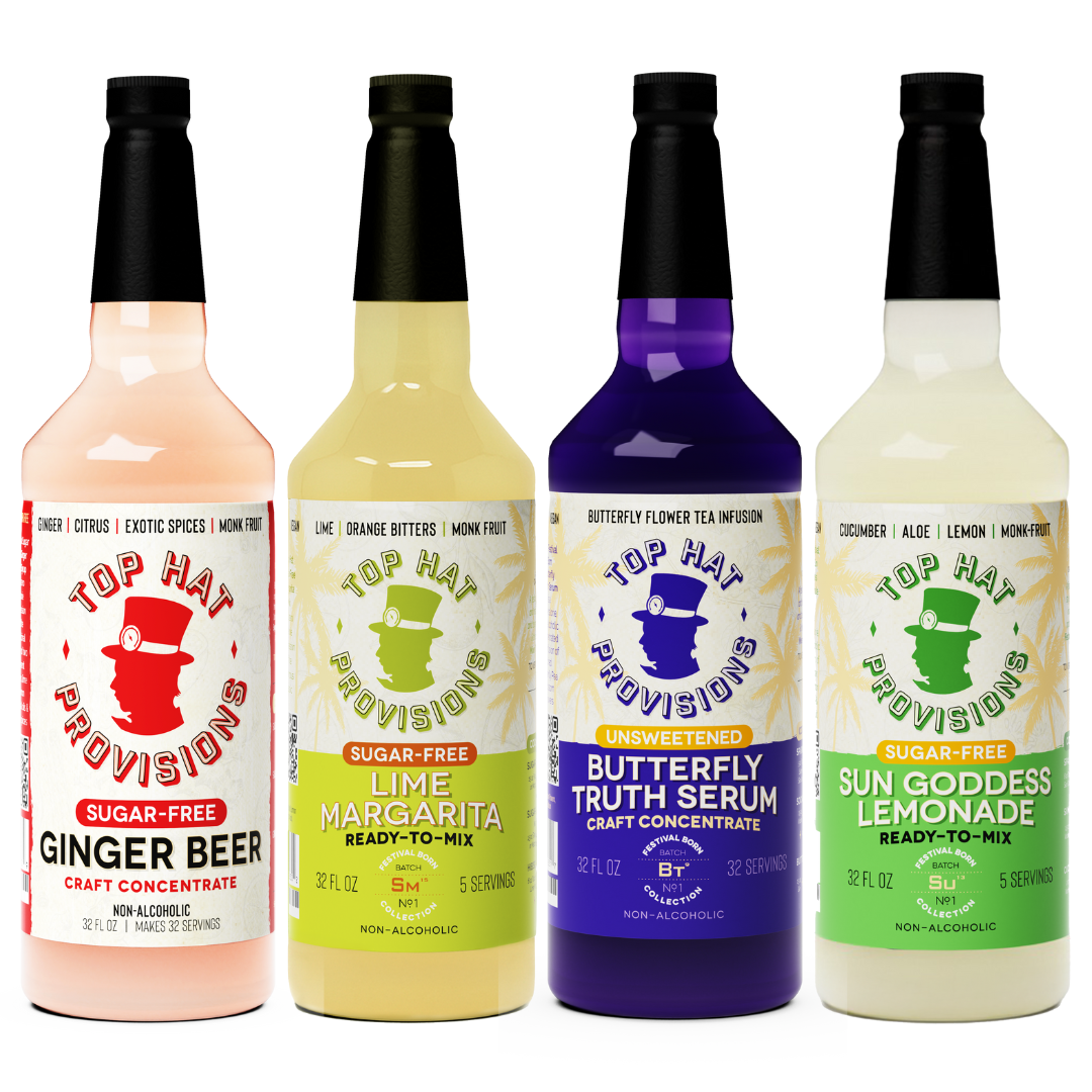 Top Hat Social Butterfly Keto Sugar Free Cocktail Mixer Combo Kit - 4 Pack of 32oz Bottles