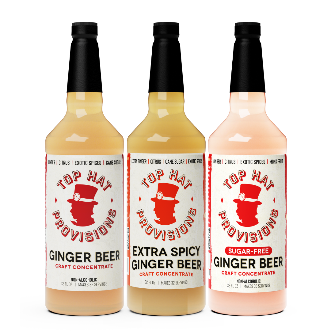 Top Hat Ginger Beer Trio - Original, Extra Spicy & Sugar Free - 3 pack 32oz bottles