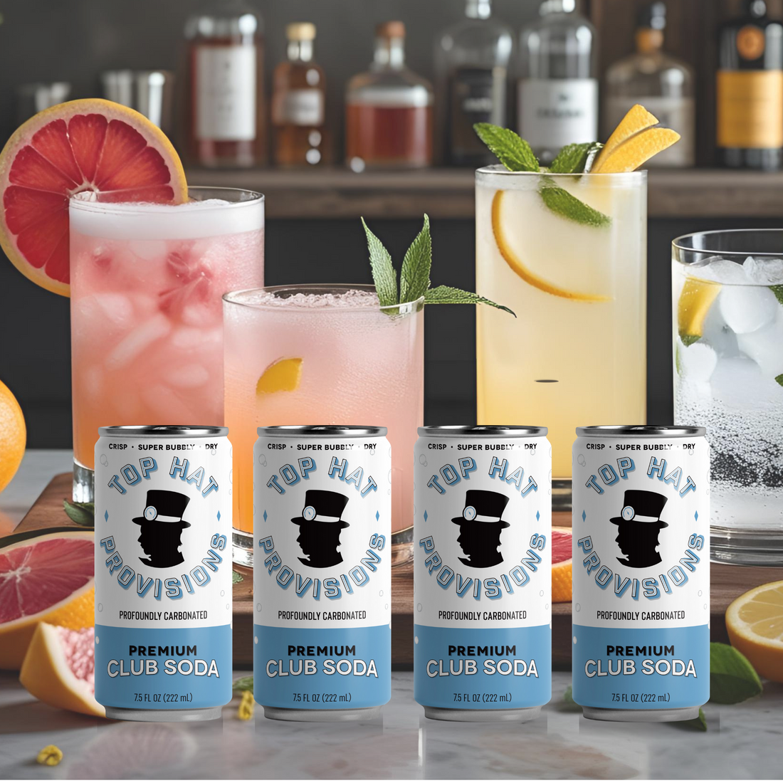 Top Hat Premium Club Soda - 4 pack of 7.5oz cans