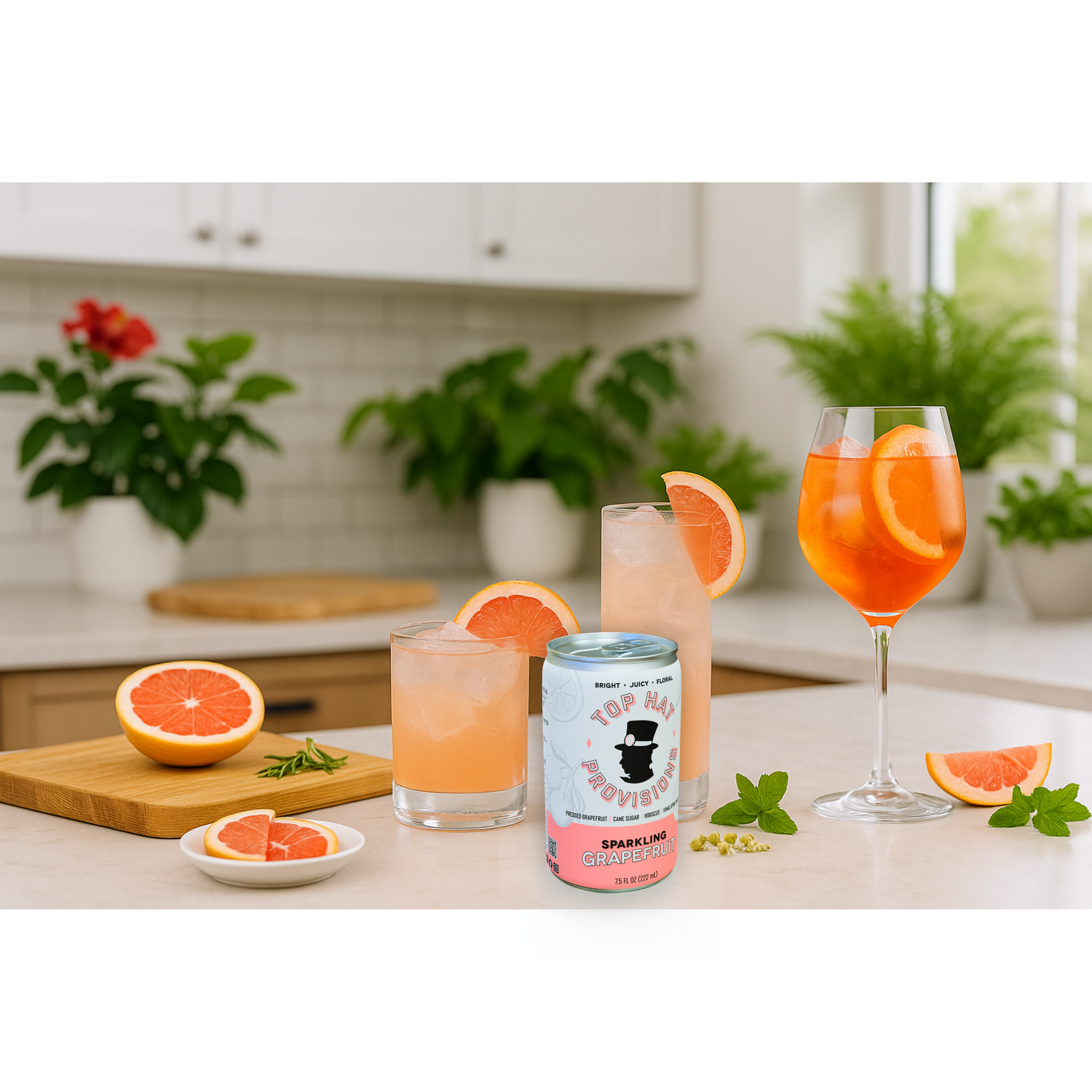 Top Hat Sparkling Grapefruit Soda - 24x7.5oz Case - B2B
