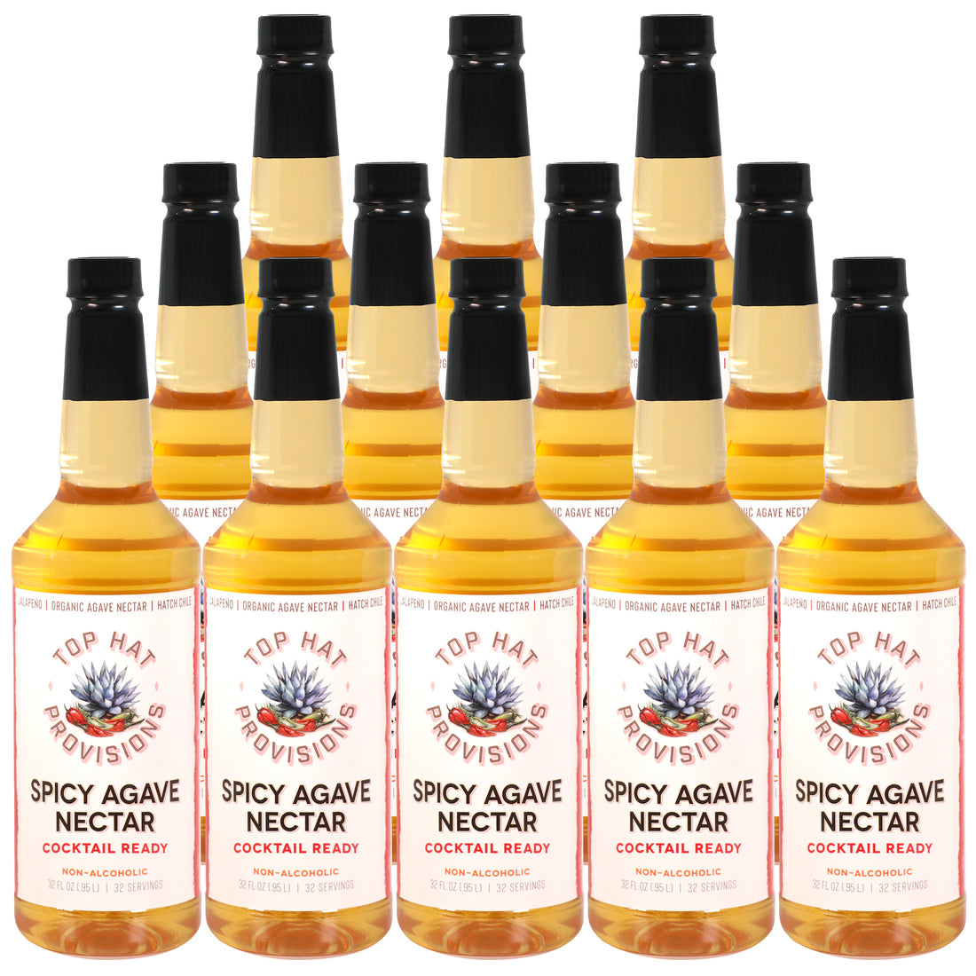 Top Hat Spicy Agave Nectar - Cocktail Ready Hot Agave Syrup