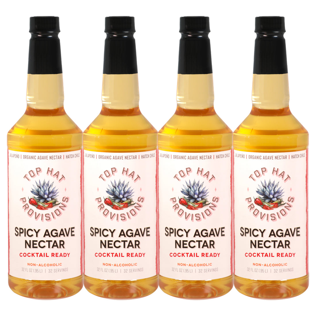 Top Hat Spicy Agave Nectar - Cocktail Ready Hot Agave Syrup