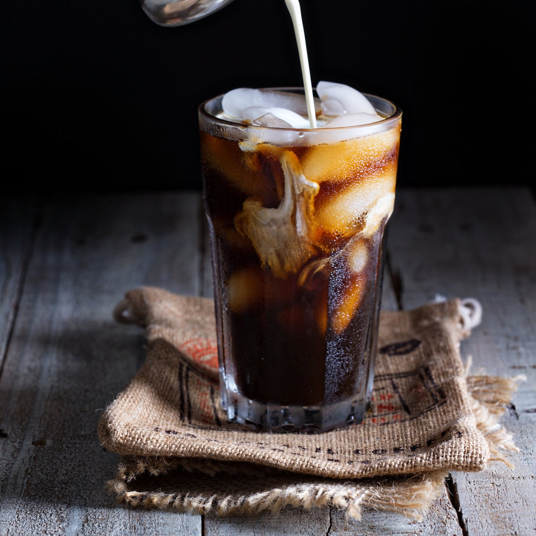 Cold brew with oat milk on ice