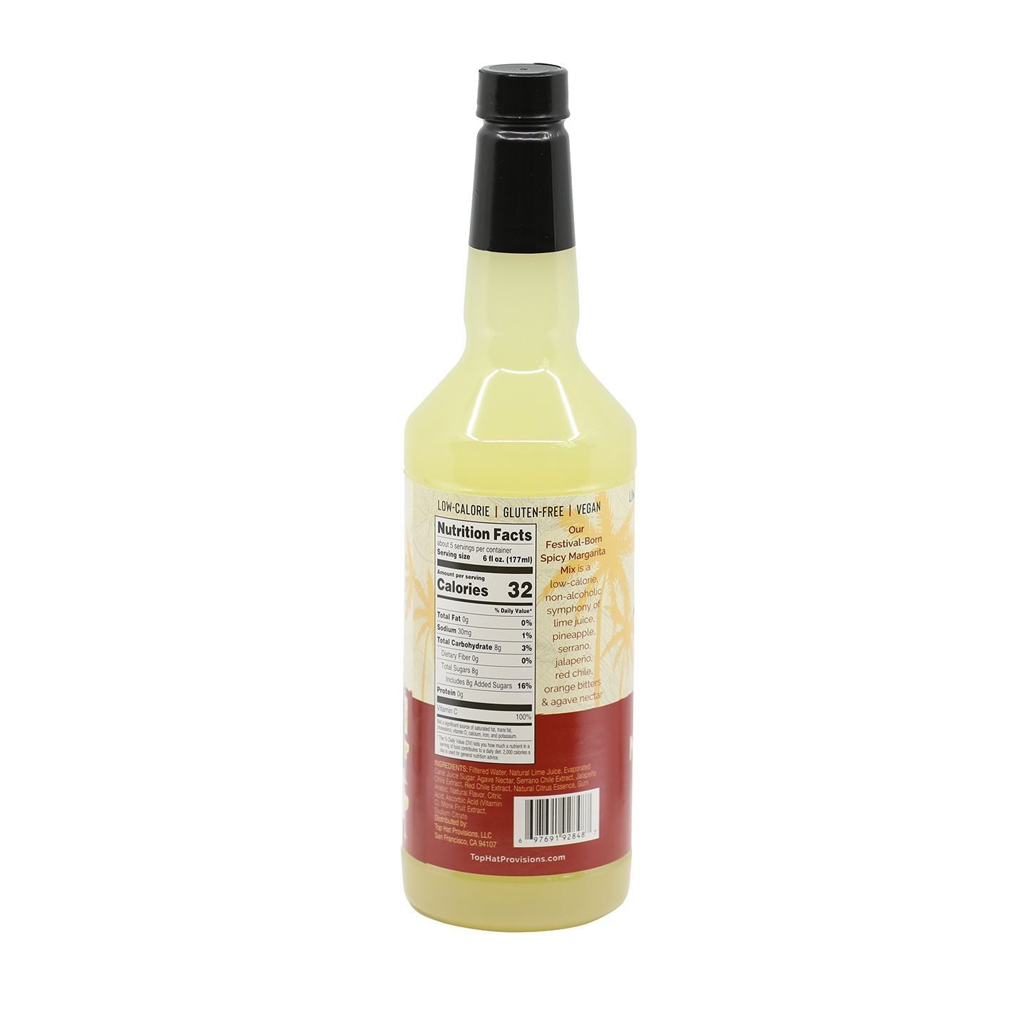 Top Hat Spicy Margarita Mix (made with agave nectar & organic lime juice) - 32oz Bottle