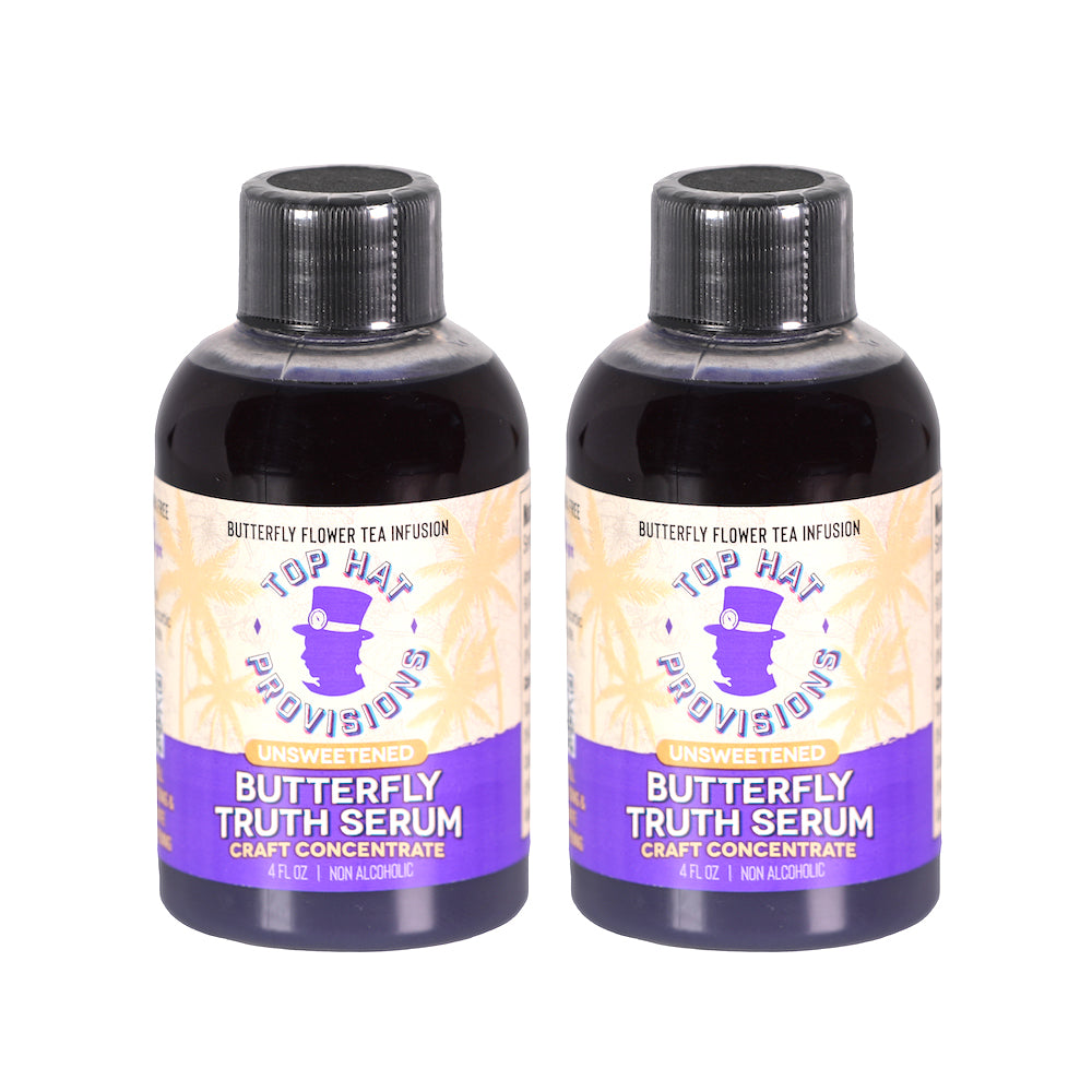 Top Hat Butterfly Truth Serum - Blue Butterfly Pea Flower Tea Concentrate - Non Alcoholic & Unsweetened - 4oz Bottle