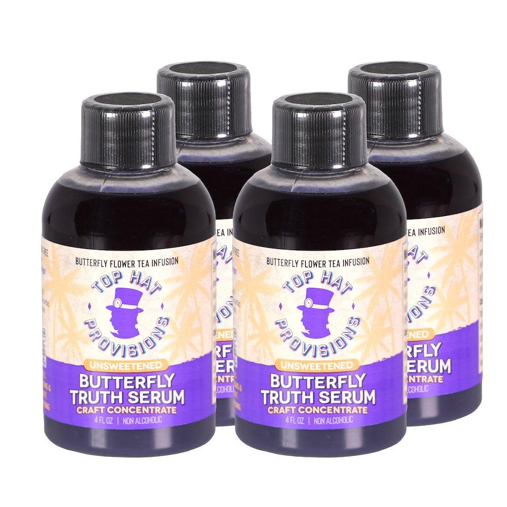 Top Hat Butterfly Truth Serum - Blue Butterfly Pea Flower Tea Concentrate - Non Alcoholic & Unsweetened - 4oz Bottle