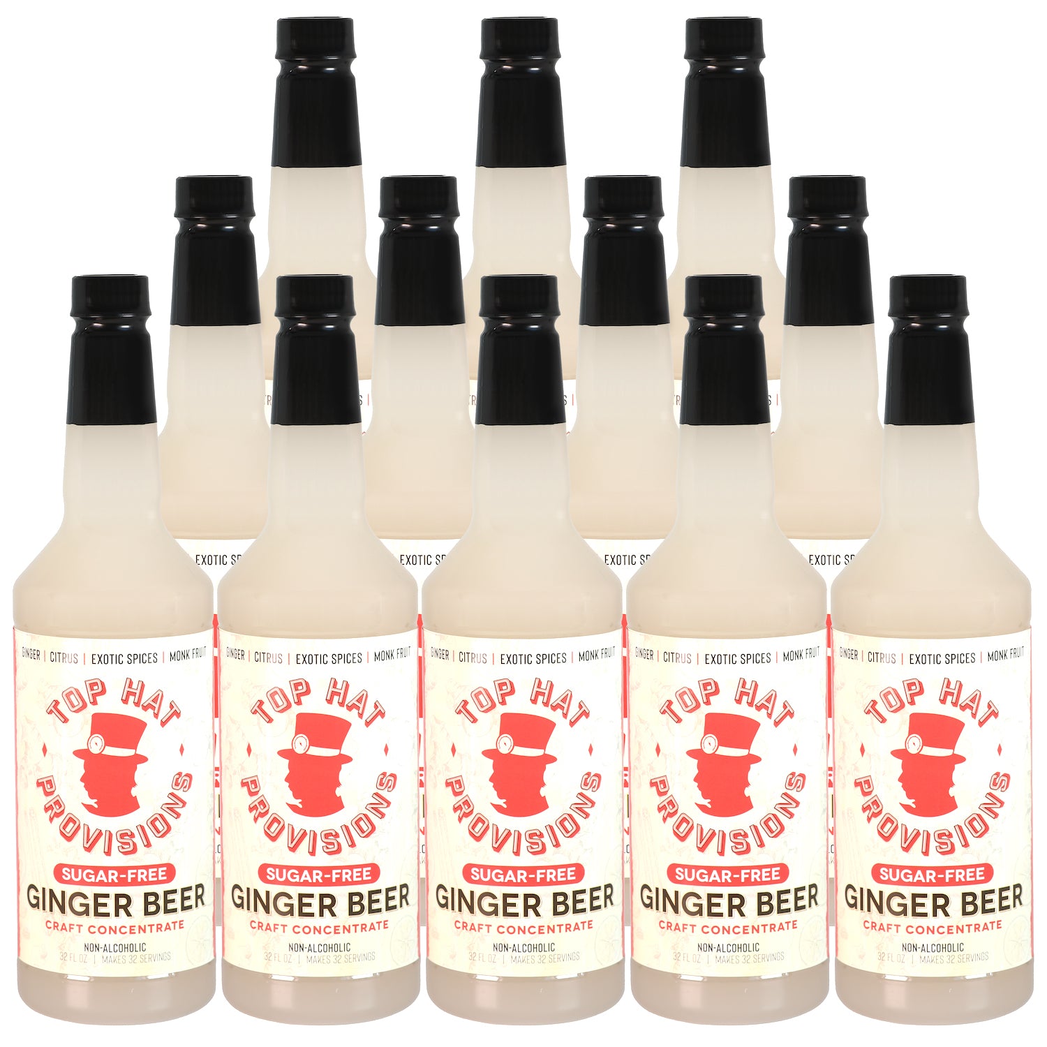 Top Hat Keto Sugar-Free Ginger Beer Syrup & Mule Mix (Naturally sweetened Monk Fruit)- 32oz bottle