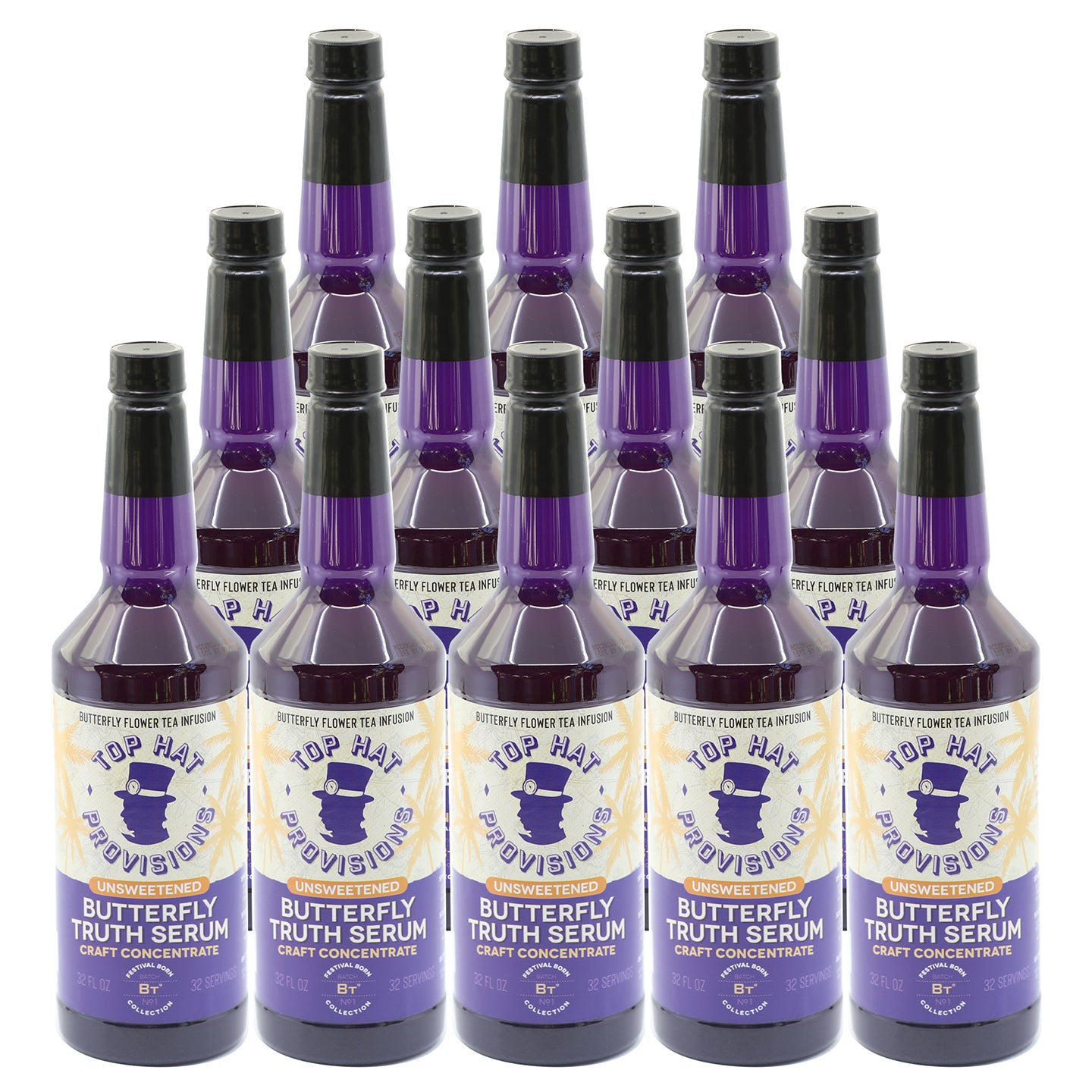 Top Hat Butterfly Truth Serum - Butterfly Pea Floral Extract - Blue Flower Tea Tincture - Alcohol Free Butterfly Pea Bitters - Unsweetened - Non-Alcoholic - Make Drinks Natural Blue and Indigo Purple - Single 32oz Bottle