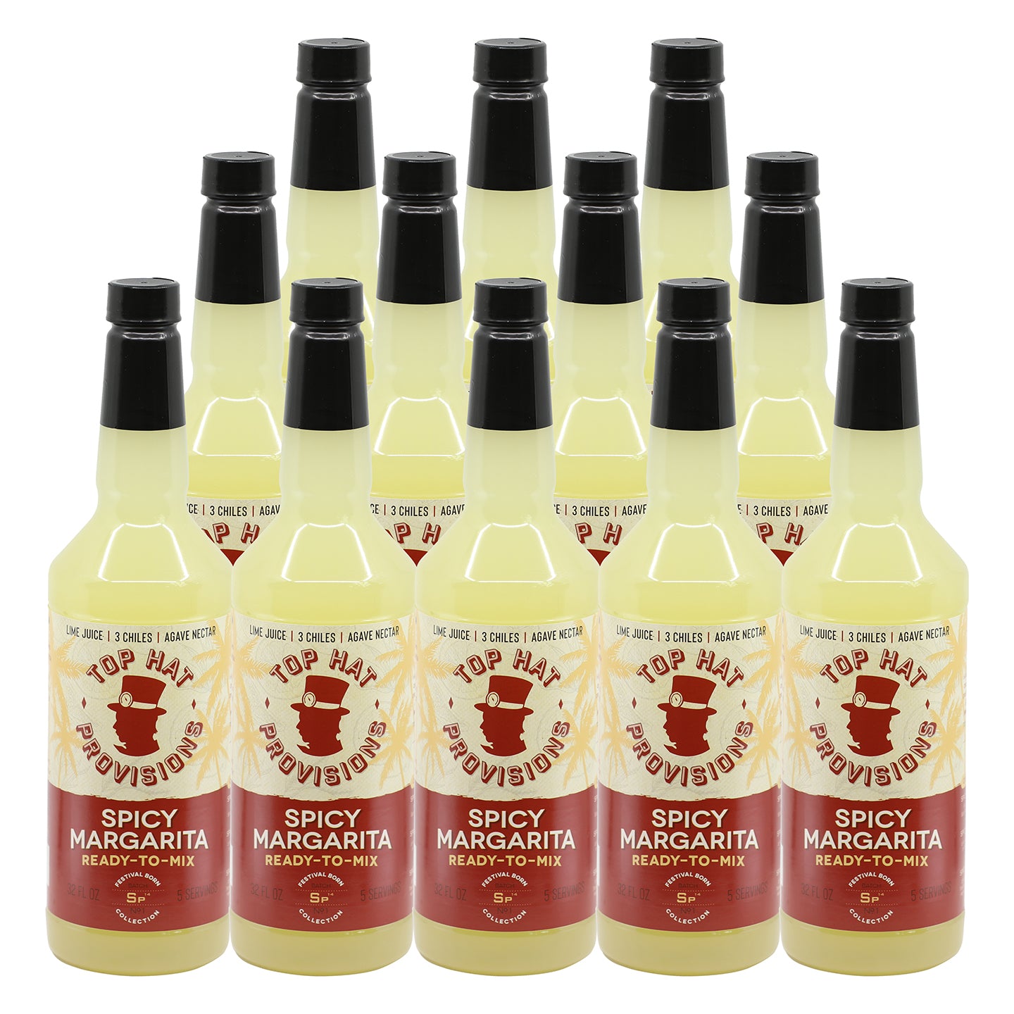 Top Hat Spicy Margarita Mix (made with agave nectar & organic lime juice) - 12x32oz case